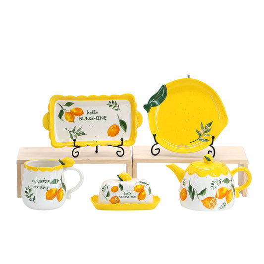 Cartoon 3D Fruit Design  Ceramic Teacup Cute Coffee Mug Tableware Sets Ceramic Plate Ceramic Bowl Tableware