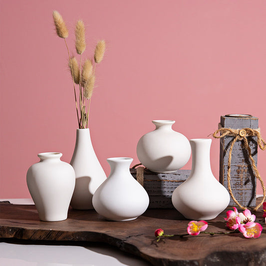Ins Flower Arrangement Ceramic Small Vase White Vase Crafts Flower Arrangement Aromatherapy Vase Living Room Ceramic Wholesale