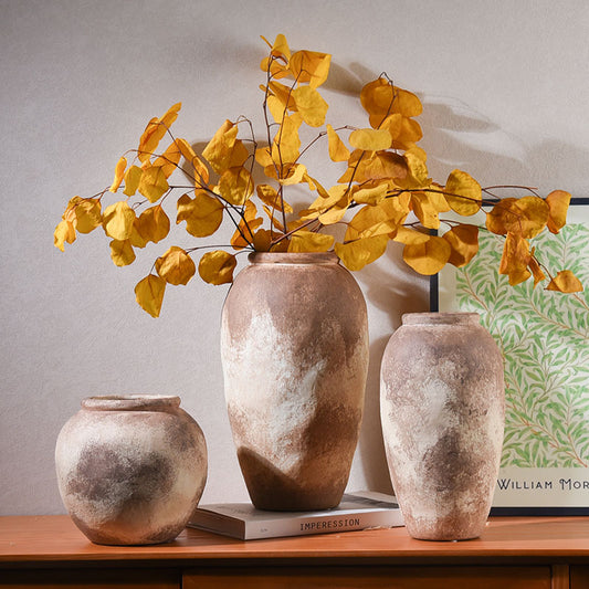Rustic Handmade Pottery Flower Pot Ceramic Vase For Home Decoration Antique Ceramic Combination Vase Arrangement for Home Decoration
