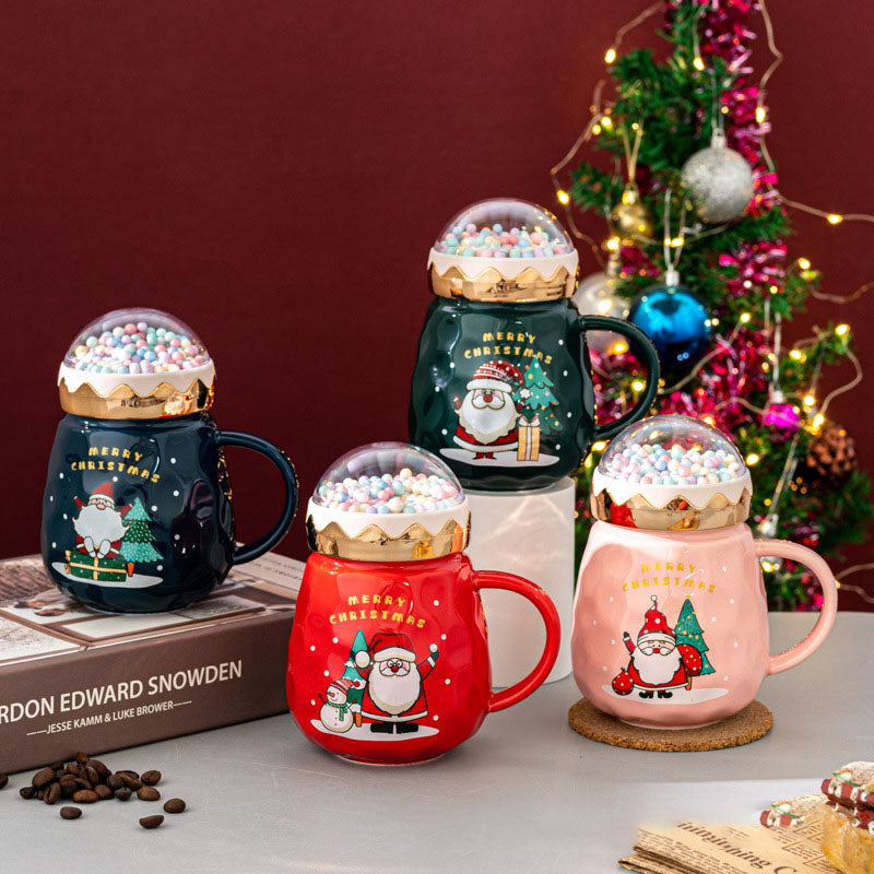 Cartoon Father Christmas Ceramic Mug with Lid Mug Home Christmas Gift Mug High-value Companion Gift