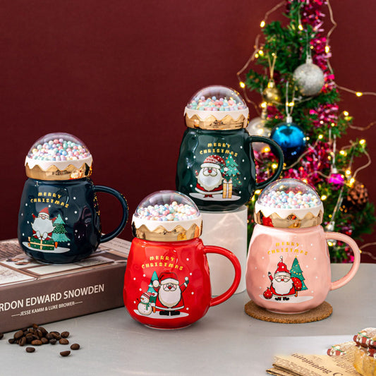 Cartoon Father Christmas Ceramic Mug with Lid Mug Home Christmas Gift Mug High-value Companion Gift