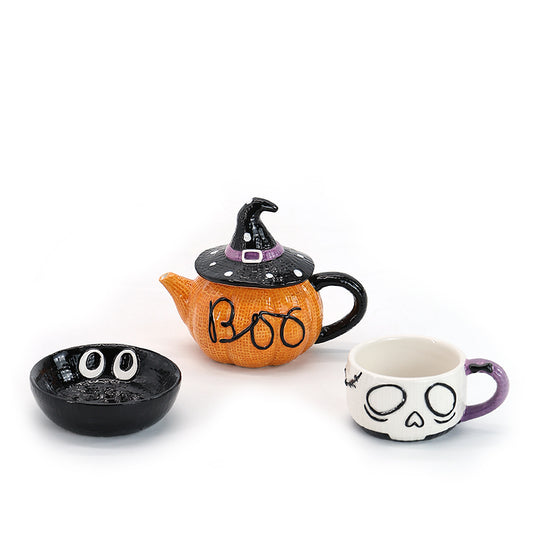 Ceramic Dinnerware Set Cool Halloween Mug Pumpkin Ghost Cup Fun Cartoon Pumpkin Design Mugs With Hat Lid Gift for Kids Women Men