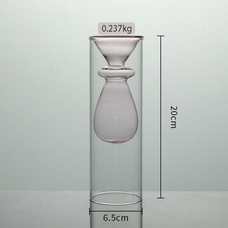 Stained Glass Vase Double Layer Scandinavian ins Fireless Rattan Aromatherapy Vase High Borosilicate Arrangement Living Room Inserts Flower Hydroponics