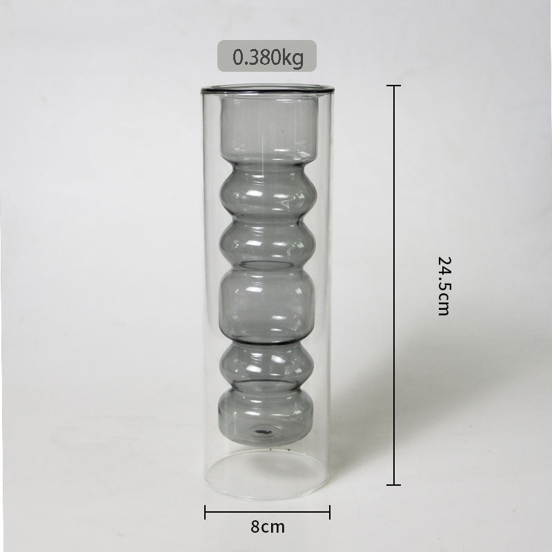 Stained Glass Vase Double Layer Scandinavian ins Fireless Rattan Aromatherapy Vase High Borosilicate Arrangement Living Room Inserts Flower Hydroponics