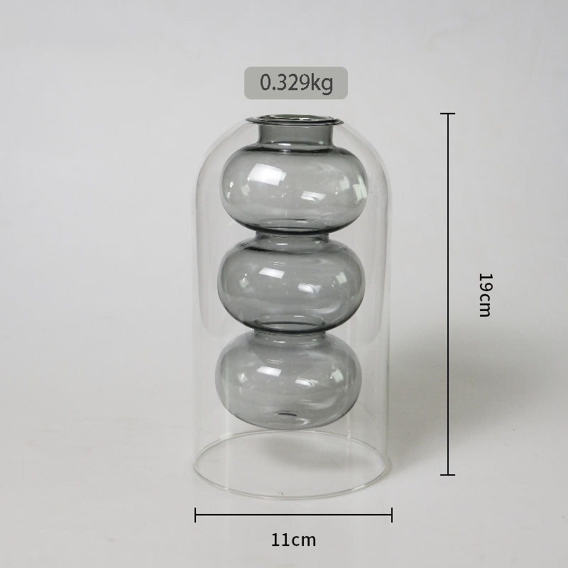 Stained Glass Vase Double Layer Scandinavian ins Fireless Rattan Aromatherapy Vase High Borosilicate Arrangement Living Room Inserts Flower Hydroponics