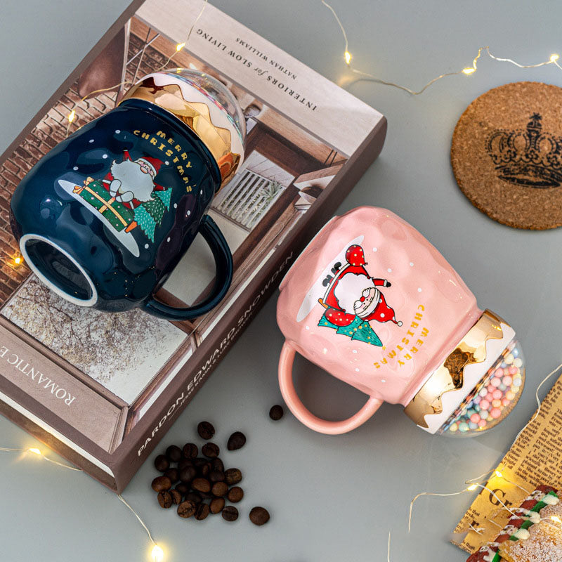 Cartoon Father Christmas Ceramic Mug with Lid Mug Home Christmas Gift Mug High-value Companion Gift