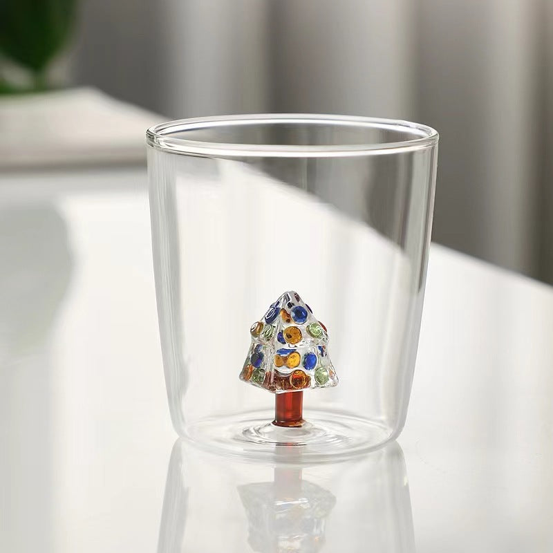 High-value Ins Christmas Glass Creative Three- Dimensional Mug Glass Heat-resistant Three-dimensional Cartoon Christmas Gift Mug
