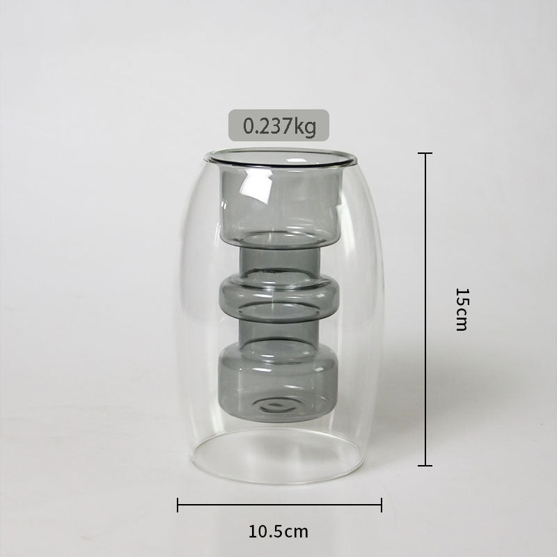 Stained Glass Vase Double Layer Scandinavian ins Fireless Rattan Aromatherapy Vase High Borosilicate Arrangement Living Room Inserts Flower Hydroponics