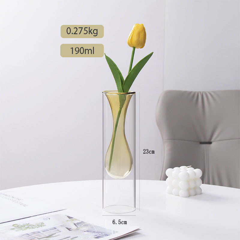 Stained Glass Vase Double Layer Scandinavian ins Fireless Rattan Aromatherapy Vase High Borosilicate Arrangement Living Room Inserts Flower Hydroponics