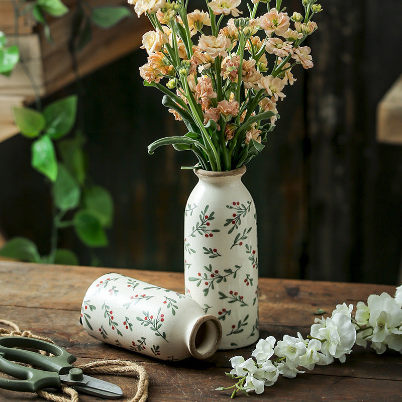 Minimalist Style Ceramic Niche Vase Arrangement Living Room Flower Arrangement Dried Flower Creative Retro Premium Feeling Art American Rustic