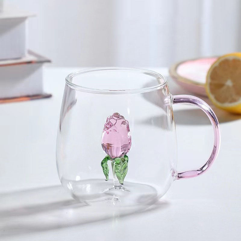 High-value Ins Christmas Glass Creative Three- Dimensional Mug Glass Heat-resistant Three-dimensional Cartoon Christmas Gift Mug