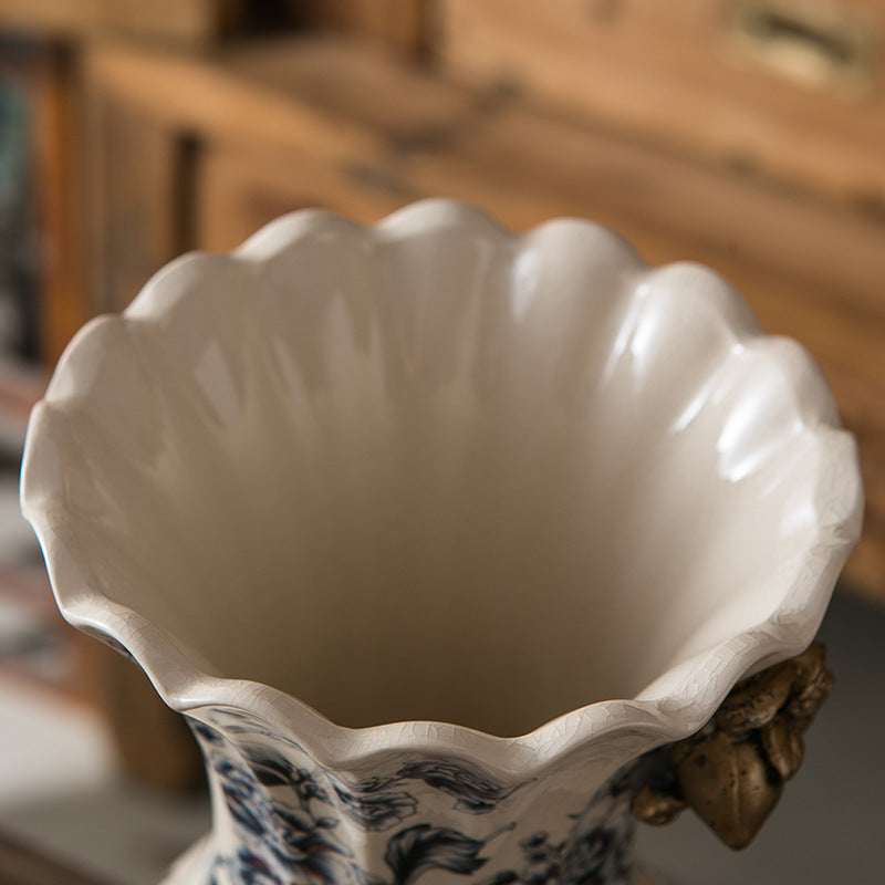 American Ice Crack Ceramic Vase Hand Painted Classical Porcelain Crafts Desk Living Room Decorative Flowers Vases