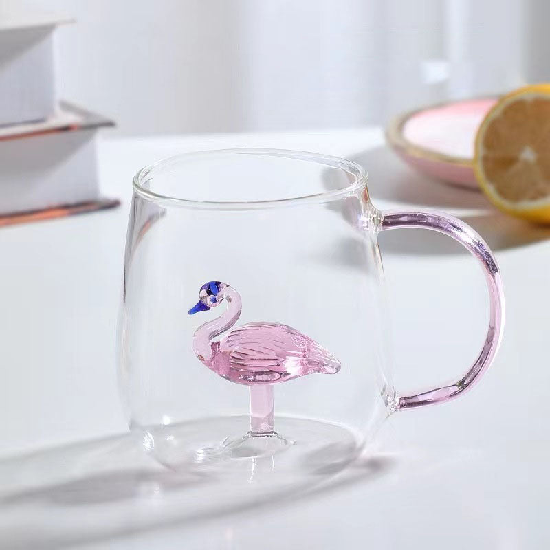 High-value Ins Christmas Glass Creative Three- Dimensional Mug Glass Heat-resistant Three-dimensional Cartoon Christmas Gift Mug