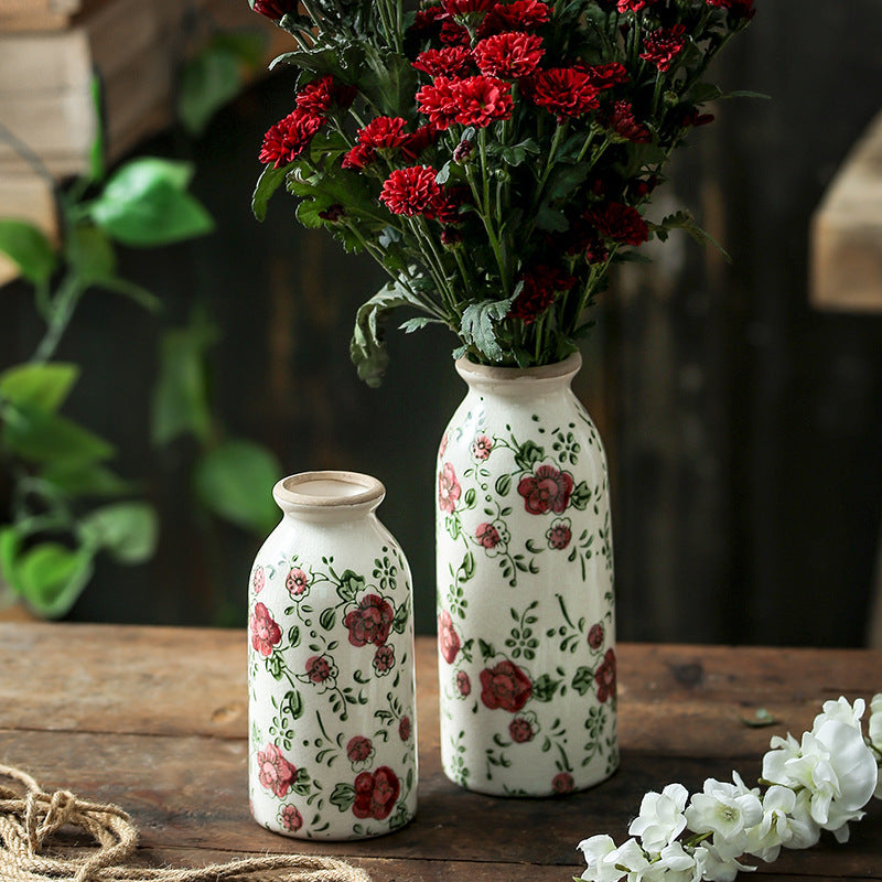 Minimalist Style Ceramic Niche Vase Arrangement Living Room Flower Arrangement Dried Flower Creative Retro Premium Feeling Art American Rustic