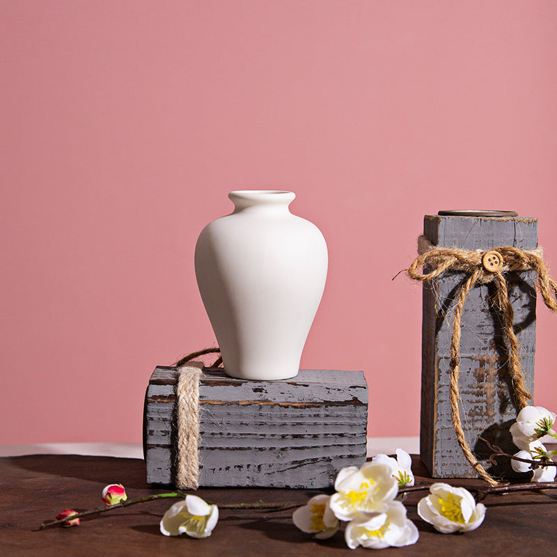 Ins Flower Arrangement Ceramic Small Vase White Vase Crafts Flower Arrangement Aromatherapy Vase Living Room Ceramic Wholesale