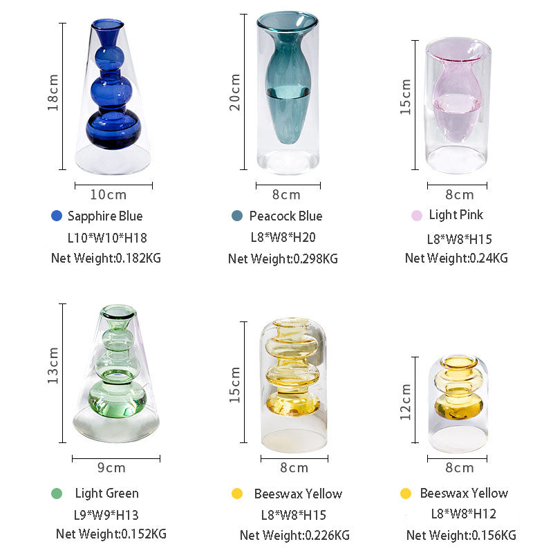 Stained Glass Vase Double Layer Scandinavian ins Fireless Rattan Aromatherapy Vase High Borosilicate Arrangement Living Room Inserts Flower Hydroponics