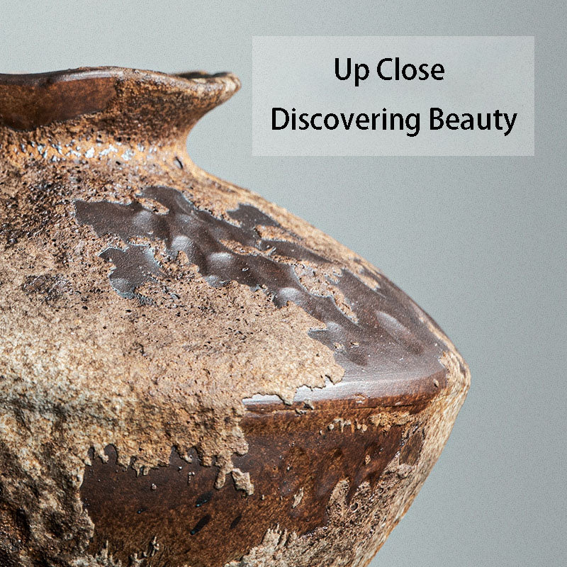 Jingdezhen Retro Nostalgia Ceramic Vase Wabi-Sabi Style Zen Arrangement Flower Arrangement B&B Hotel Handmade Large Rough Pottery Jar