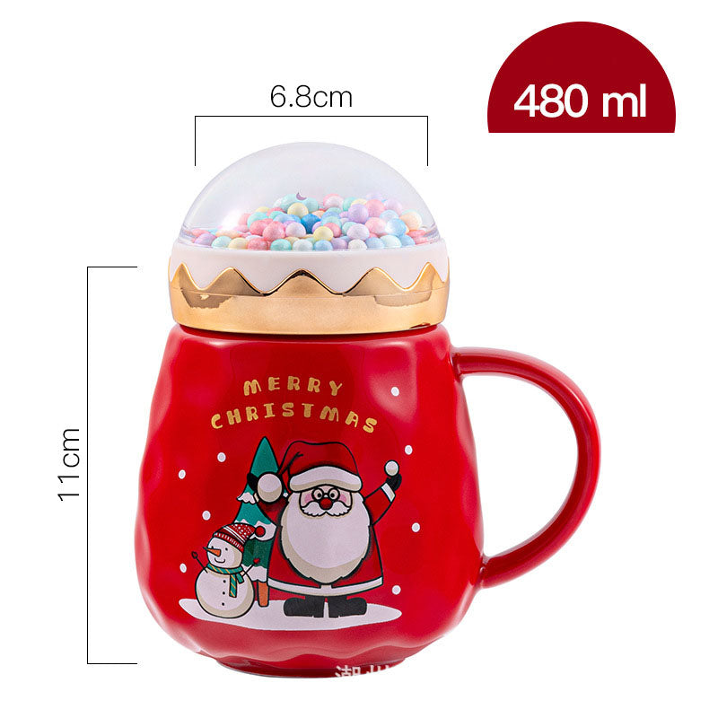 Cartoon Father Christmas Ceramic Mug with Lid Mug Home Christmas Gift Mug High-value Companion Gift