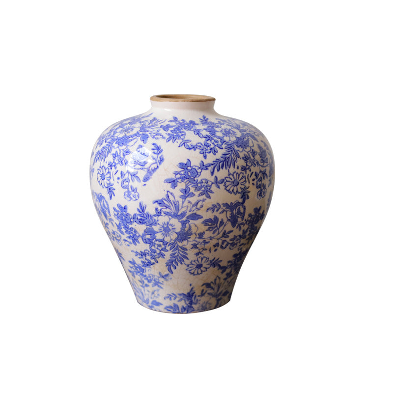 Chinese Style Ceramic Flower Vase Home Blue and White Porcelain Vase Ceramic Vase For Hotel Home Office Decor Unique Design Oriental Blue and White Floral Vases For Ornaments Home Garden