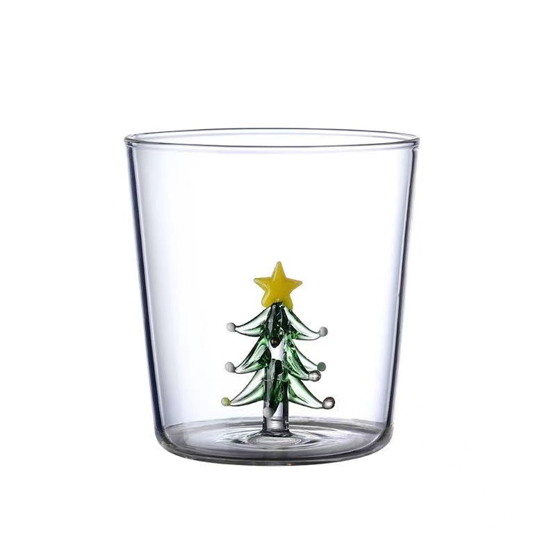 High-value Ins Christmas Glass Creative Three- Dimensional Mug Glass Heat-resistant Three-dimensional Cartoon Christmas Gift Mug