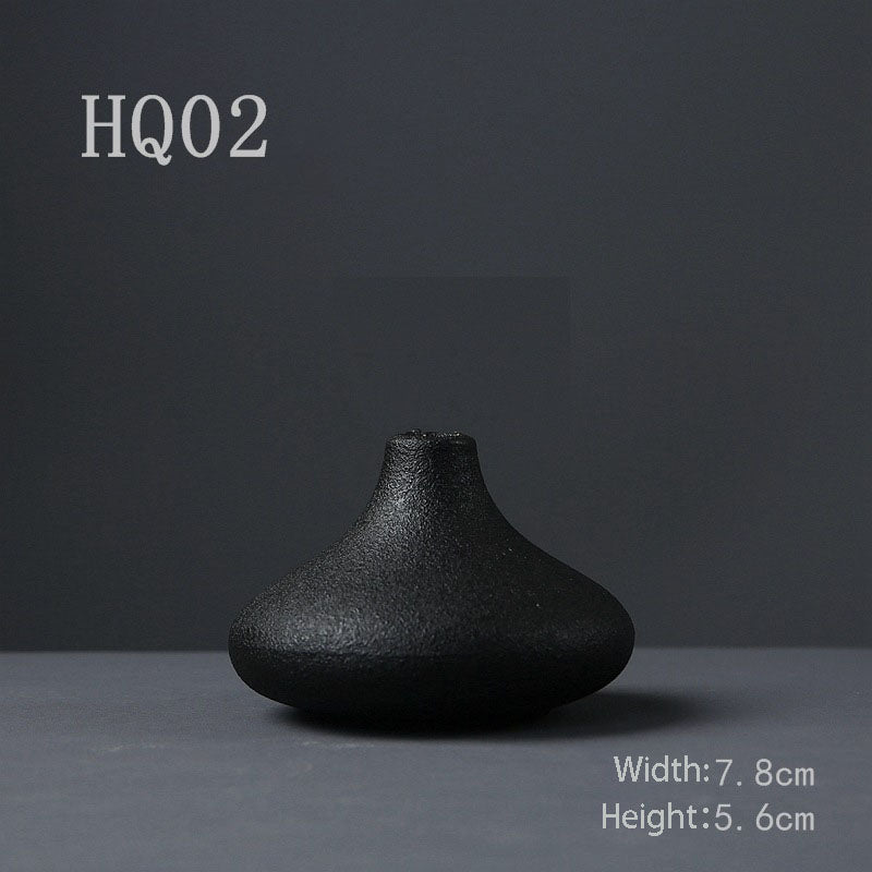 Black Zen Ceramic Small Vase Flower Arrangement Japanese Hydroponic Container Flower Arrangement Home Gardening Tea Ceremony Ornament