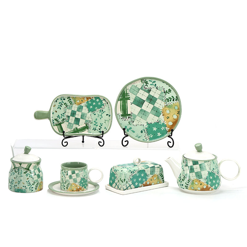 Ceramic Dinnerware Set Modern tableware green small fresh