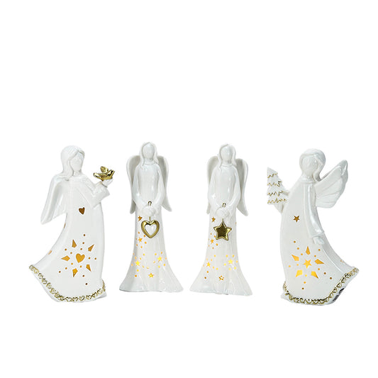 Xmas Gifts Table Top Decor Handmade Ceramic Home Decoration Christmas Angelceramic angel figurines angel ceramic Christmas home decor Angel