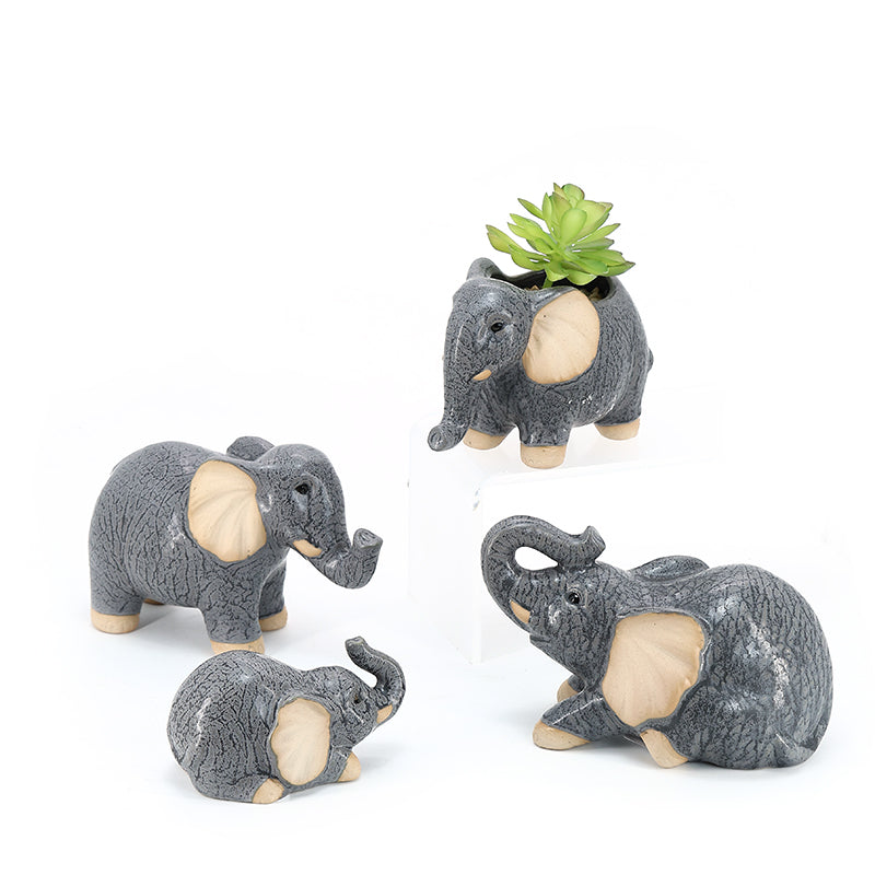 Elephant Plant Window Box Dark Mini Ceramic Planter Cute Animal Succulent Planter Planter Decoration