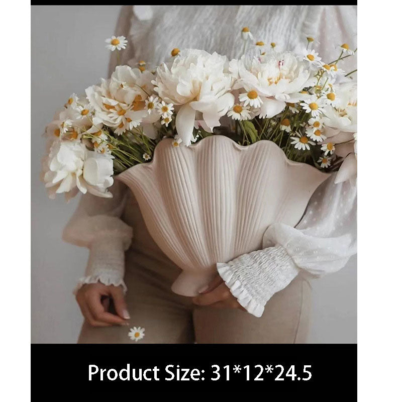 Vase Ceramic Flower Arrangement Premium Creative Vase Medieval Ins Style High-value Shell Ceramic Vase Ornament