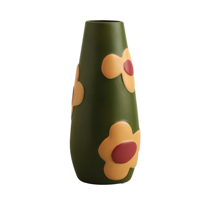 Scandinavian Morandi Painted Ceramic Vase Living Room Flower Arrangement Creative Home Accessories