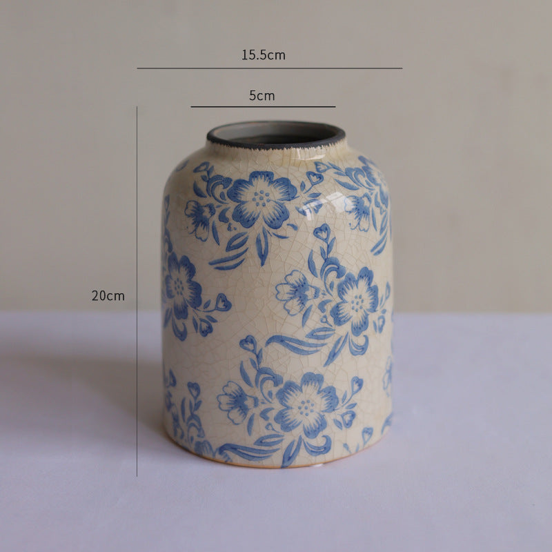 Chinese Style Ceramic Flower Vase Home Blue and White Porcelain Vase Ceramic Vase For Hotel Home Office Decor Unique Design Oriental Blue and White Floral Vases For Ornaments Home Garden