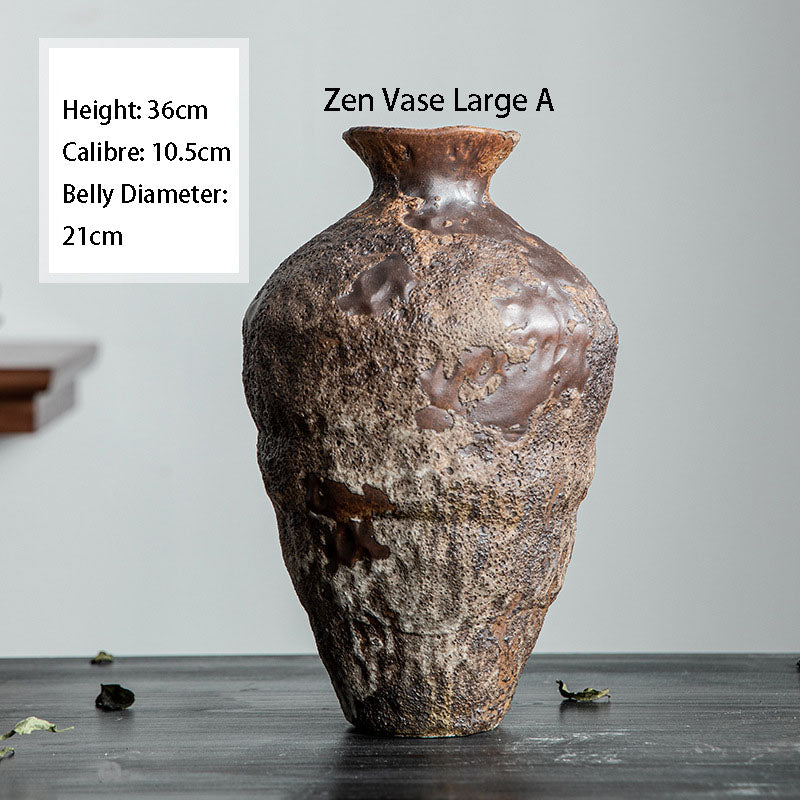 Jingdezhen Retro Nostalgia Ceramic Vase Wabi-Sabi Style Zen Arrangement Flower Arrangement B&B Hotel Handmade Large Rough Pottery Jar