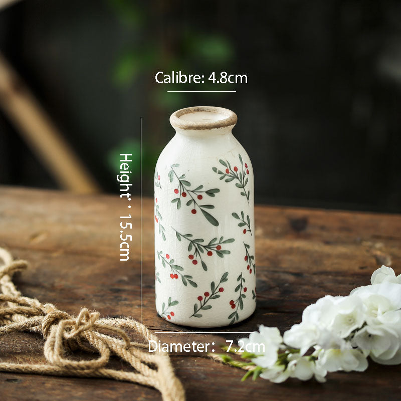 Minimalist Style Ceramic Niche Vase Arrangement Living Room Flower Arrangement Dried Flower Creative Retro Premium Feeling Art American Rustic