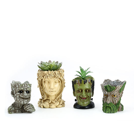 Human head green planter Succulent tree man Plant pots Guardians of the Galaxy Creative Gollum Home Decoration