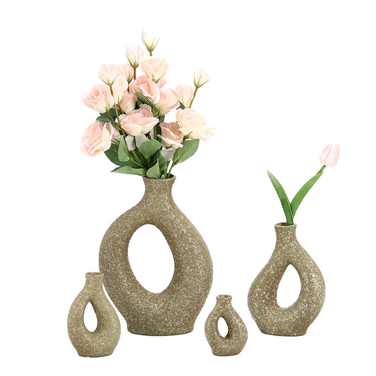 Home Decoration  Scandinavian Modern Rustic Contemporary Decor Wholesale Ceramic Vase Flowers Ceramic Vase with Artificial Plants