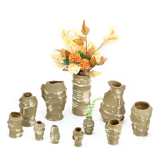 High quality customizable art crinkly design flower arrangement vase unique home decoration ceramic vase