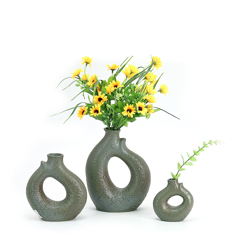 Best selling simple circle porcelain vases tabletop decor ceramic flower vase for home decoration