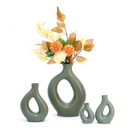 Best selling simple circle porcelain vases tabletop decor ceramic flower vase for home decoration