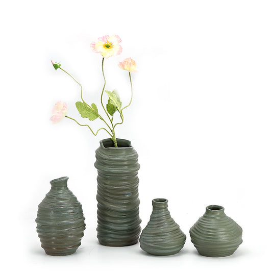 Ceramic vase for home decoration dimpled decorative vase ideal for bookshelf decoration, bohemian style vase for living room bedroom kitchen office decorative centrepiece table decorations