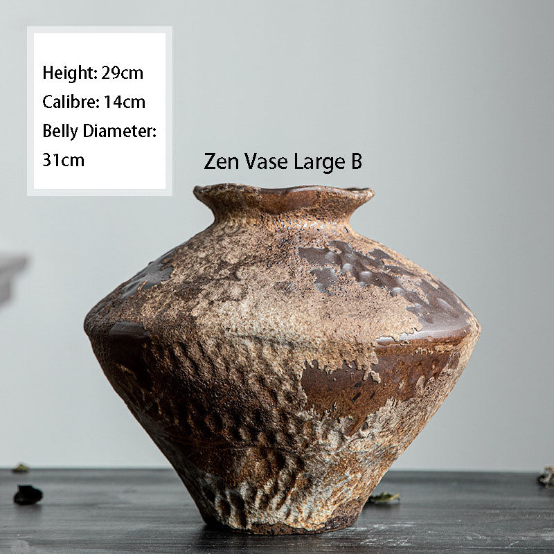 Jingdezhen Retro Nostalgia Ceramic Vase Wabi-Sabi Style Zen Arrangement Flower Arrangement B&B Hotel Handmade Large Rough Pottery Jar