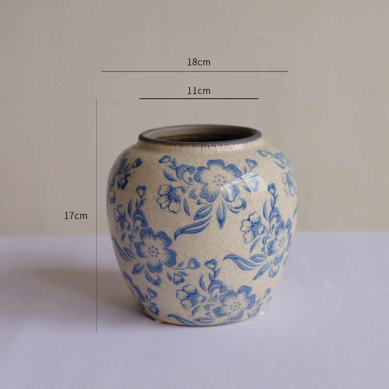 Chinese Style Ceramic Flower Vase Home Blue and White Porcelain Vase Ceramic Vase For Hotel Home Office Decor Unique Design Oriental Blue and White Floral Vases For Ornaments Home Garden
