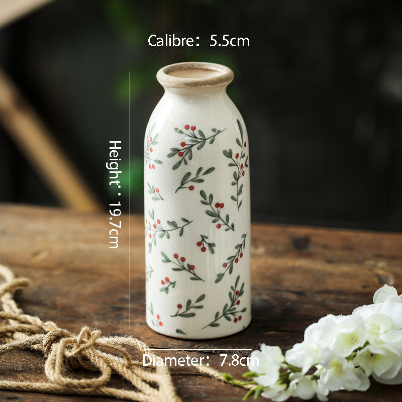 Minimalist Style Ceramic Niche Vase Arrangement Living Room Flower Arrangement Dried Flower Creative Retro Premium Feeling Art American Rustic