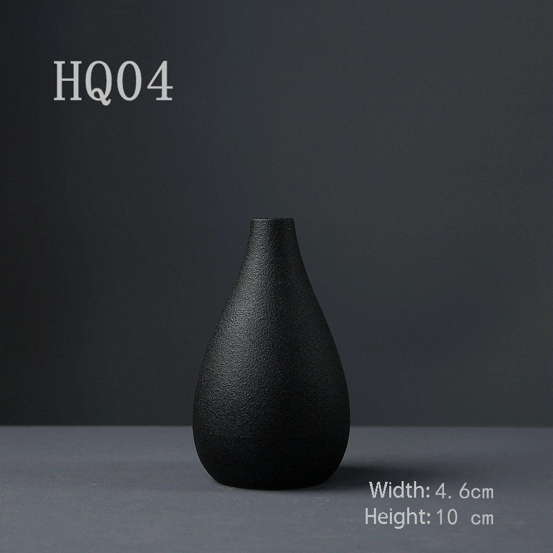 Black Zen Ceramic Small Vase Flower Arrangement Japanese Hydroponic Container Flower Arrangement Home Gardening Tea Ceremony Ornament