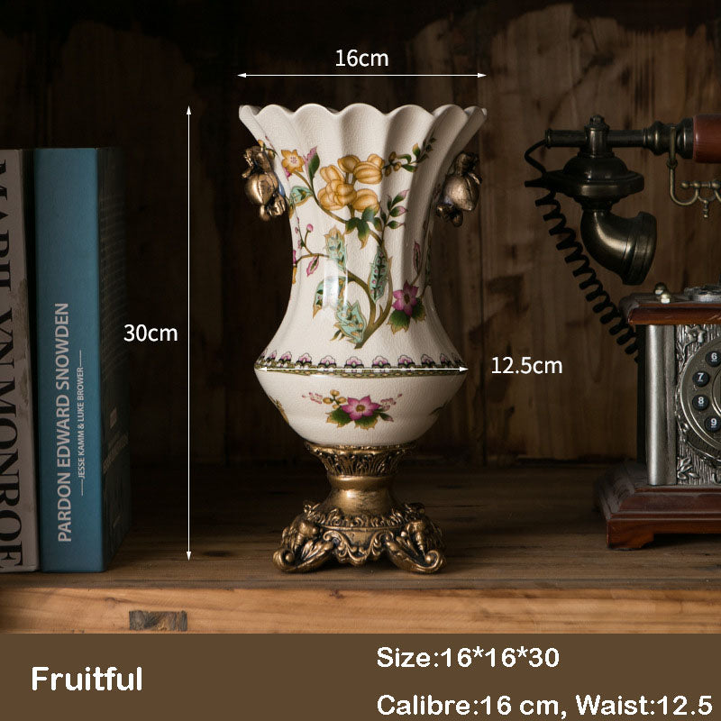 American Ice Crack Ceramic Vase Hand Painted Classical Porcelain Crafts Desk Living Room Decorative Flowers Vases