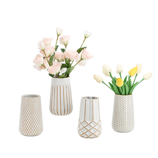 Ceramic flower pot and vase series Nordic style modern ceramic vase living room black white ceramic dry flower decorations vase ornaments