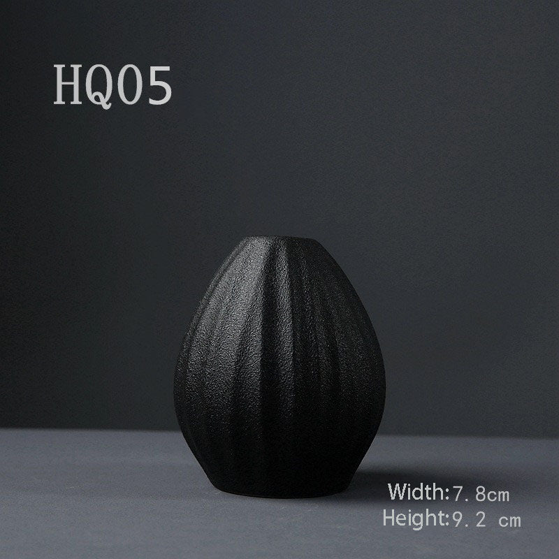 Black Zen Ceramic Small Vase Flower Arrangement Japanese Hydroponic Container Flower Arrangement Home Gardening Tea Ceremony Ornament
