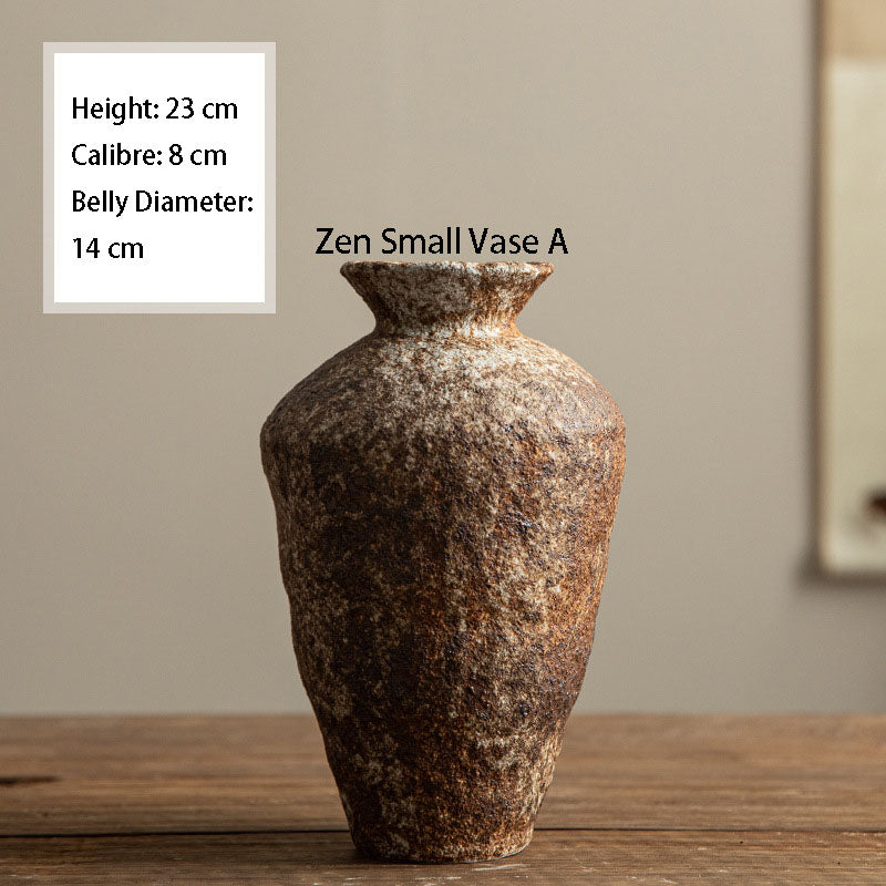 Jingdezhen Retro Nostalgia Ceramic Vase Wabi-Sabi Style Zen Arrangement Flower Arrangement B&B Hotel Handmade Large Rough Pottery Jar