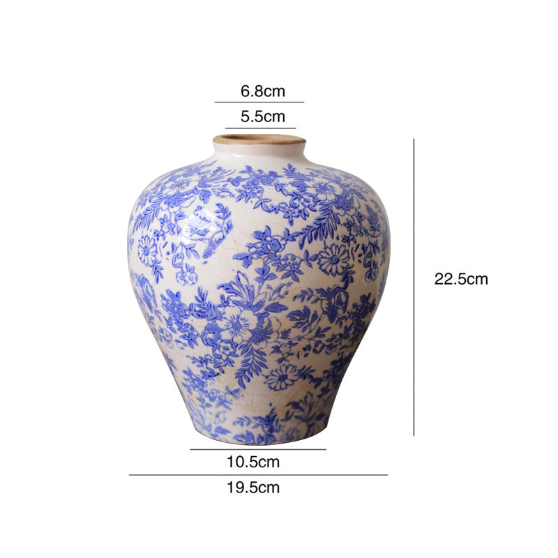 Chinese Style Ceramic Flower Vase Home Blue and White Porcelain Vase Ceramic Vase For Hotel Home Office Decor Unique Design Oriental Blue and White Floral Vases For Ornaments Home Garden