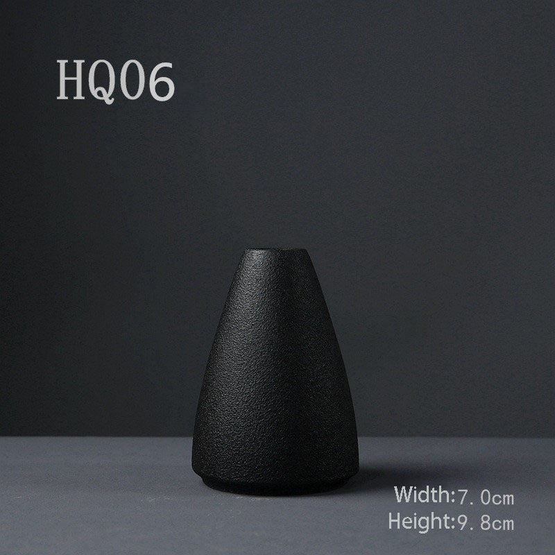 Black Zen Ceramic Small Vase Flower Arrangement Japanese Hydroponic Container Flower Arrangement Home Gardening Tea Ceremony Ornament