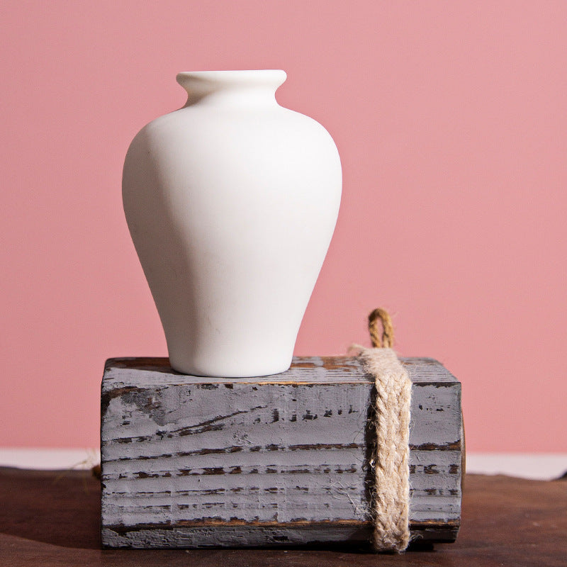 Ins Flower Arrangement Ceramic Small Vase White Vase Crafts Flower Arrangement Aromatherapy Vase Living Room Ceramic Wholesale